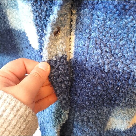 Soft Surroundings Blue and White Teddy Sherpa Shacket - Picture 4 of 5